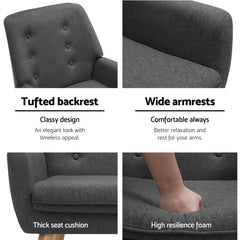 Artiss Armchair Linen Fabric Anne Charcoal