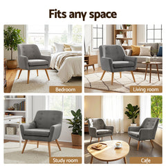 Artiss 2X Armchair Lounge Chair Accent Tub Chair Grey ANNE