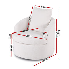 Artiss Round Swivel Armchair Extra Pillow White