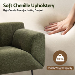 Artiss Armchair 3-in-1 Convertible Chenille Lounger and Daybed Green