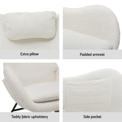 Artiss Rocking Chair Armchair Pillow Boucle White