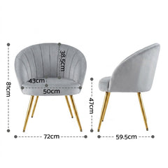Artiss Armchair Velvet Grey Eloise