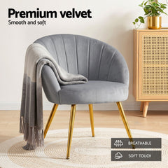 Artiss Armchair Velvet Grey Eloise