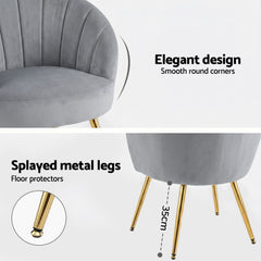 Artiss Armchair Velvet Grey Eloise