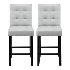 Artiss 2x Bar Stools Kitchen Dining Chairs Counter Fabric Stool Wooden Ada Grey