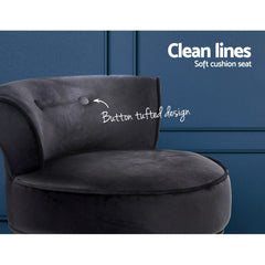 Artiss Vanity Stool Velvet Black Abella