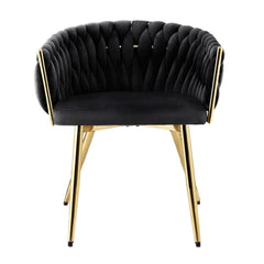 Artiss 1x Dining Chair Armchair Cafe Kitchen Lounge Chairs Velvet Weaving Black