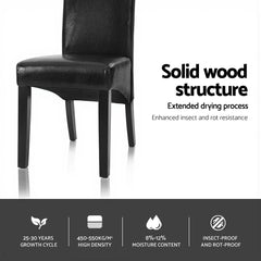 Artiss Dining Chairs Set of 2 Leather Parsons Chair Black