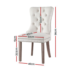 1 Set of 4 Artiss Dining Chairs Beige Velvet