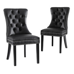 1 Set of 2 Artiss Dining Chairs Black Leather