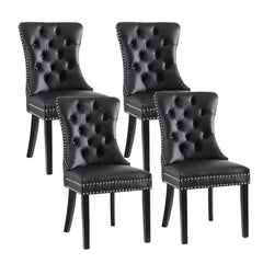 1 Set of 4 Artiss Dining Chairs Black Leather