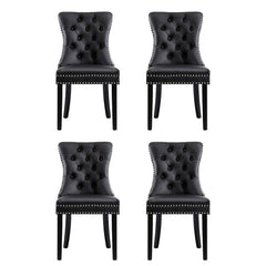 1 Set of 4 Artiss Dining Chairs Black Leather