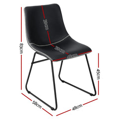 Artiss 2x Dining Chairs Retro PU Leather Kitchen Lounge Cafe Accent Chair Black