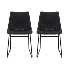 Artiss 2x Dining Chairs Retro PU Leather Kitchen Lounge Cafe Accent Chair Black