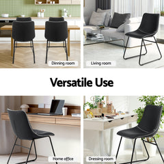 Artiss 2x Dining Chairs Retro PU Leather Kitchen Lounge Cafe Accent Chair Black