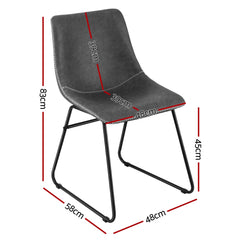 Artiss 2x Dining Chairs Retro PU Leather Kitchen Lounge Cafe Accent Chair Grey