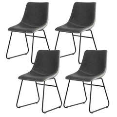 Artiss 4x Dining Chairs Retro PU Leather Kitchen Lounge Cafe Accent Chair Grey