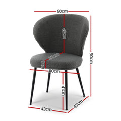 Artiss 4x Dining Chairs Sherpa Boucle Wing Back Grey
