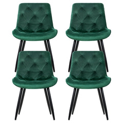 Artiss Dining Chairs Set of 4 Velvet Diamond Tufted Green