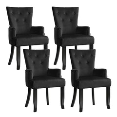 4x Artiss Dining Chairs Velvet French Provincial Armchair Black