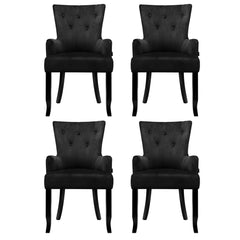 4x Artiss Dining Chairs Velvet French Provincial Armchair Black