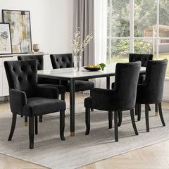 6x Artiss Dining Chairs Velvet French Provincial Armchair Black