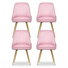 Artiss Dining Chairs Set of 4 Velvet Channel Tufted Pink