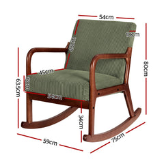 Artiss Rocking Armchair Lounge Chair Corduroy Green