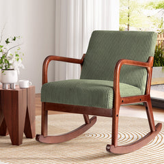 Artiss Rocking Armchair Lounge Chair Corduroy Green