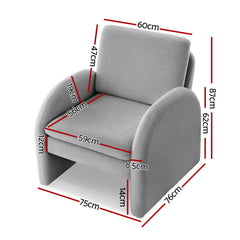 Artiss Armchair Accent Chair Lounge Tub Sofa Couch Curved Arm Seat Boucle Grey