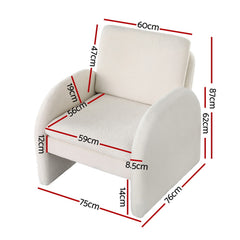 Artiss Armchair Accent Chair Lounge Tub Sofa Couch Curved Arm Seat Boucle White