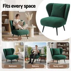 Artiss Armchair Accent Chair Lounge Tub Sofa Couch Corduroy Velvet Green