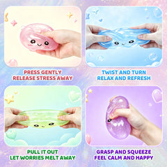 4 Pack Unicorn Squishy Fidget Toy 10cm Glitter Sensory TPR Stress Ball Dumpling Mystery Box for Adults and Teens Party Holiday Birthday Gifts Multi Colour