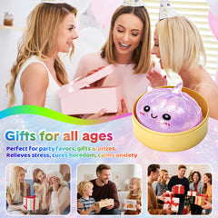 4 Pack Unicorn Squishy Fidget Toy 10cm Glitter Sensory TPR Stress Ball Dumpling Mystery Box for Adults and Teens Party Holiday Birthday Gifts Multi Colour