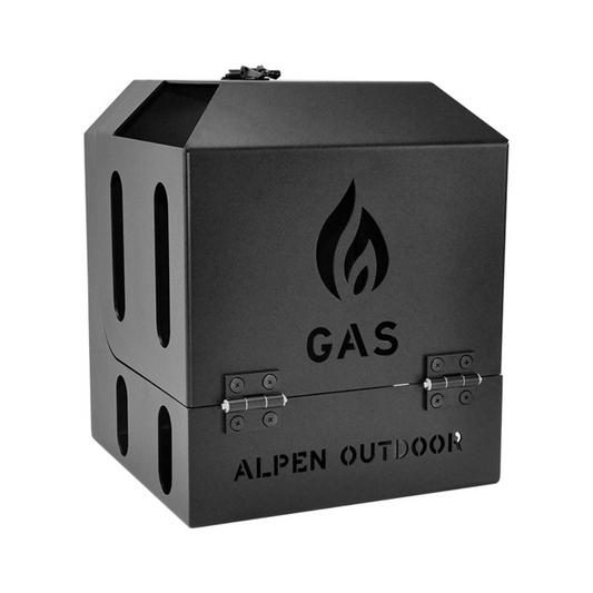 Alpen Outdoor Gas Bottle Holder Box 2.5mm Thickness 4KG Aluminium Gas Bottle Protective Holder Gas Cylinder Cage with Lockable Over Centre Latch Outdoor Camping Canopy Black