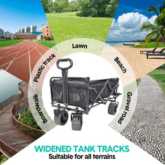 Foldable Camping Wagon 150L Portable Hand Trolley with All-Terrain 10″ Wheels and Tailgate For Outdoor Picnic Shopping Sports Max Load 200Kg Utility Cart