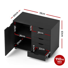 Artiss Mobile Filing Cabinet 5 Drawer with Door Modern Storage Cabinet Printer Stand