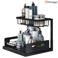 Hivvago 2-Tier Pull-Out Under Sink Organizer Storage Shelf For Kitchen