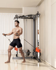 SmartFit C1 Max Multi Functional Cable Crossover Station 130kgs Pin Loaded Machine + Multi Func Bench+7Ft Olympic Barbell + 100kgs Weights