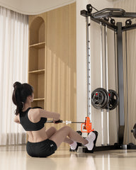SmartFit C1 Max Multi Functional Cable Crossover Station 130kgs Pin Loaded Machine + Multi Func Bench+7Ft Olympic Barbell + 100kgs Weights