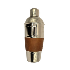 Verona Cocktail Shaker - 700ml Nickel-Plated Bar Shaker with Leather Grip | Silver