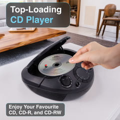 Laser Black Portable CD Boombox with AM/FM Radio