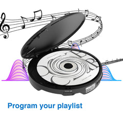 Laser Portable CD MP3 Player with Anti-Skip Tech and Headphones