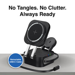 Laser 3 in 1 Foldable Wireless Charging Stand Black