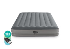 INTEX Queen Dura-Beam Standard Prestige Air Mattress 12" Queen w/ Built-In USB Electric Pump 64114