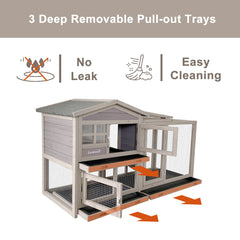 Samland Rabbit Hutch Cage Indoor and Outdoor Chicken Coop Guinea Pig Cage Bunny Cage Waterproof Roof