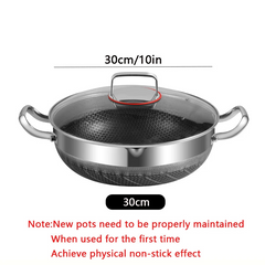 30cm Stainless Steel Non-Stick Frying Pan with Glass Lid Silver