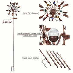Solar Powered Metal Wind Spinner with LED Lights