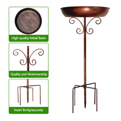 Vintage Metal Bird Bath with Pedestal Stand