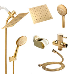 Golden Rainfall Shower Head Handheld Combo Set